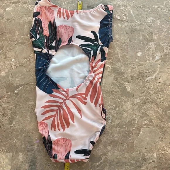 Coral and Floral open back leotard adult XS - Picture 3 of 3